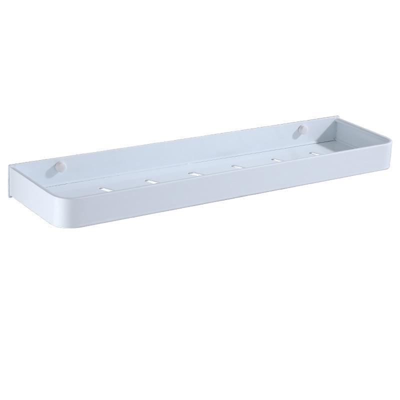 Étagère de salle de bain Étagère de douche avec barre porte-serviettes Blanc Étagère d'angle 30-50CM Fixation murale Aluminium noir Porte-rangement de cuisine