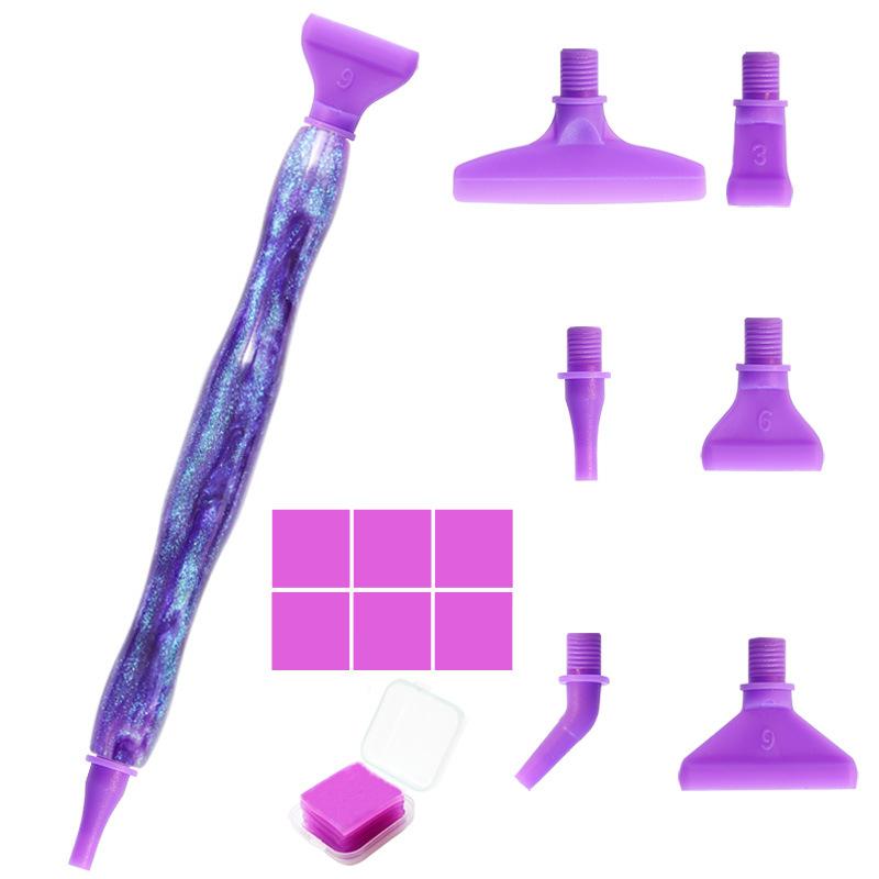 Glitter Diamond Painting Pen Kit with 6 Threaded Plastic Tips Wax Pads and Storage Box Rhinestone Picker Tool for DIY Crafts Nail Art