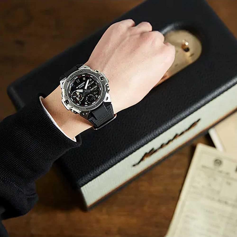 Casio G-Shock G-Steel Solar Analog-Digital Watch Black Silver GST-B400-1A Bluetooth Connectivity