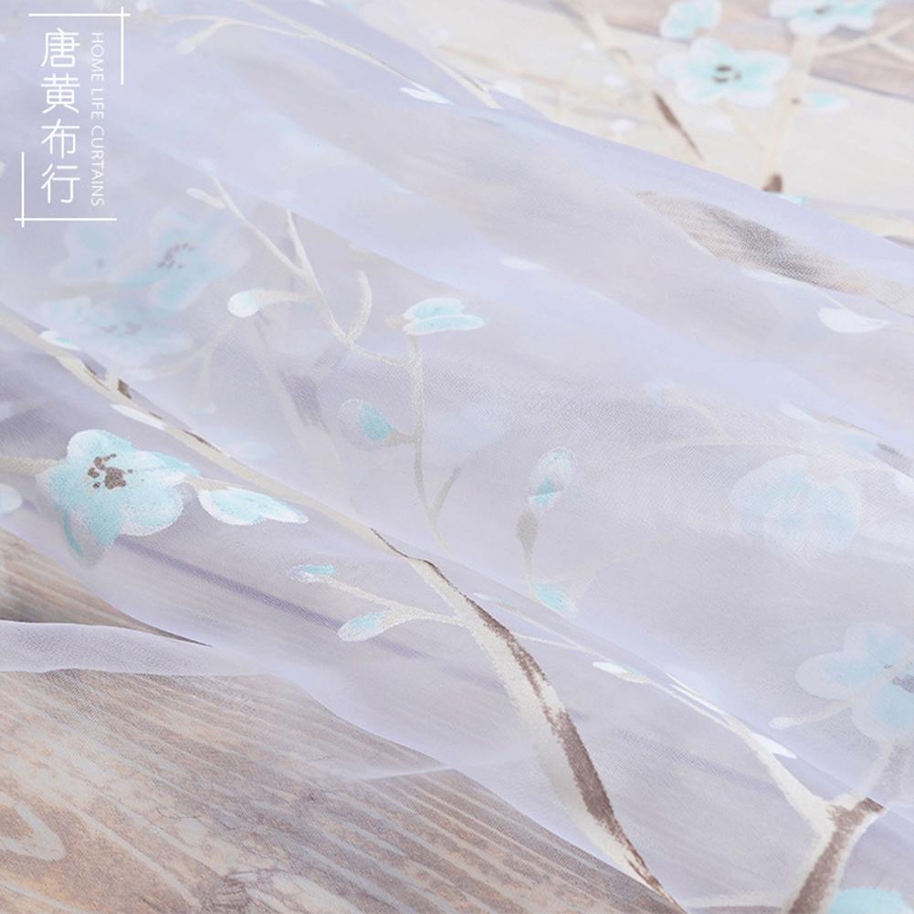 Polyester Jacquard Floral Print Transparent Curtain Window Screen Household Decoration