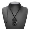Lucky Jewelry Unique Stone Rope Black Natural Obsidian Carved Pendent Necklace Dragon Totem