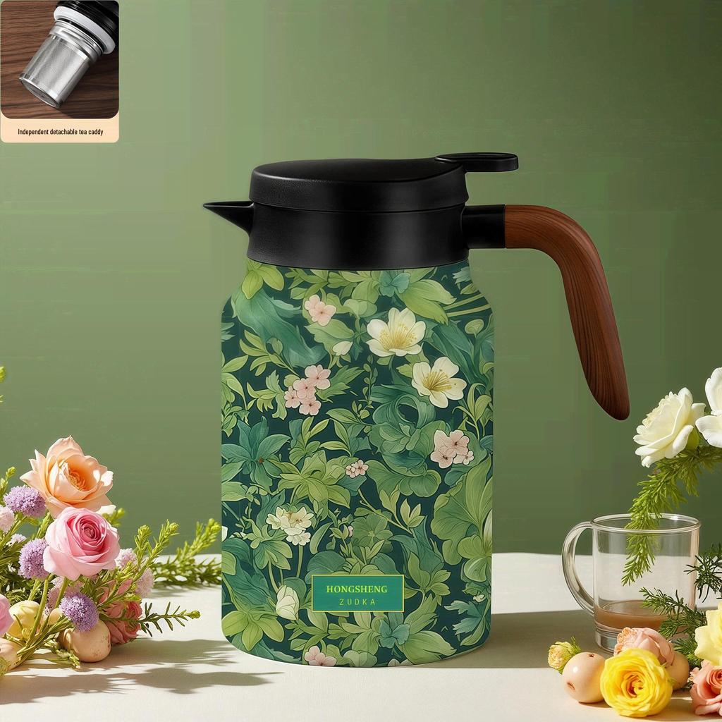 316 Stainless Steel Large Stewing Teapot – Insulated, Health Preservation, with Exquisite Patterns and Tea-Water Separation