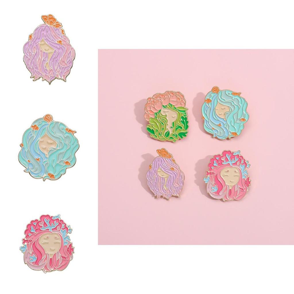 Playful And Artistic Dopamine Girl Brooch In Colorful Flower And Ocean Animal Designs For Everyone