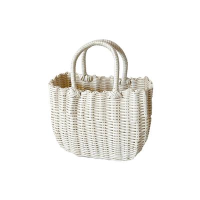 Sanritz Al.atte Washable Handwoven Bath Basket, Small, Modern Beige  Plastic Rattan-Look Basket, Storage, Ideal for Hot Springs, Accommodations, and
