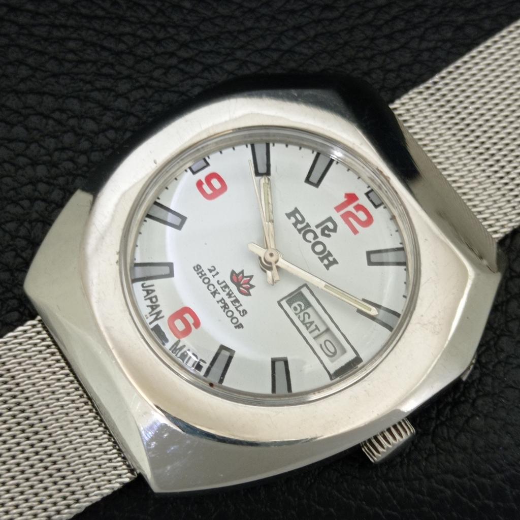 VINTAGE RICOH R31 AUTOMATIC JAPAN MENS WHITE COLOR DIAL WATCH A709380-1