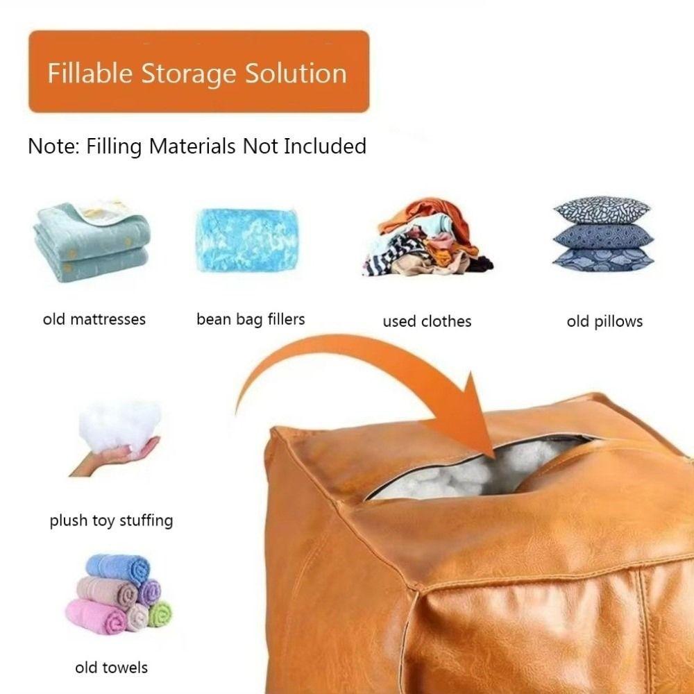 Modny Kostka do przechowywania ze skóry PU z nogami, antypoślizgowy, krzesło do przechowywania ubrań, duża pojemność, minimalistyczny puf do przechowywania, salon