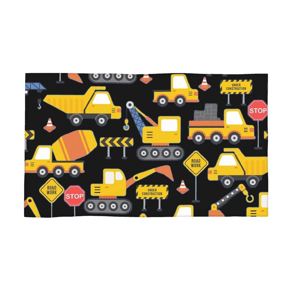 Road Work Under Construction Transportation Pattern Blue Soft Face Towel Quick Dry Pool Bath Cotton Towels Breathable