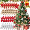 60/12PCS Artifical Christmas Flowers Merry Christmas Tree Decoration Happy New Year Ornaments Xmas Fake Flowers Natal Navidad