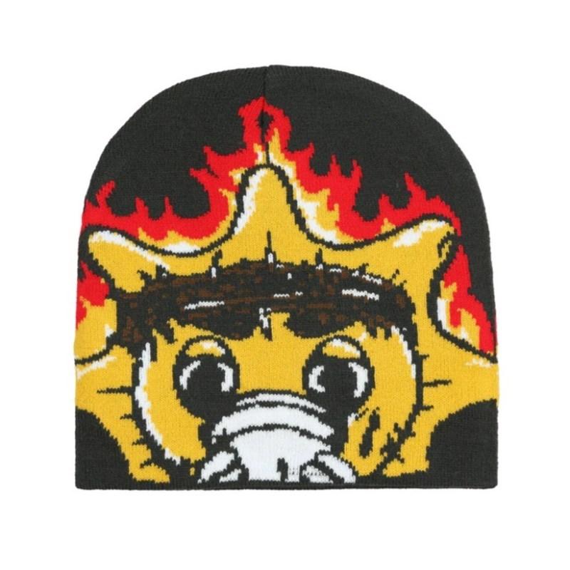 

Winter fashion new knitted hats ins style personality street trend wind hat warm cold hat American hip hop high street cold hat One Size жовтий