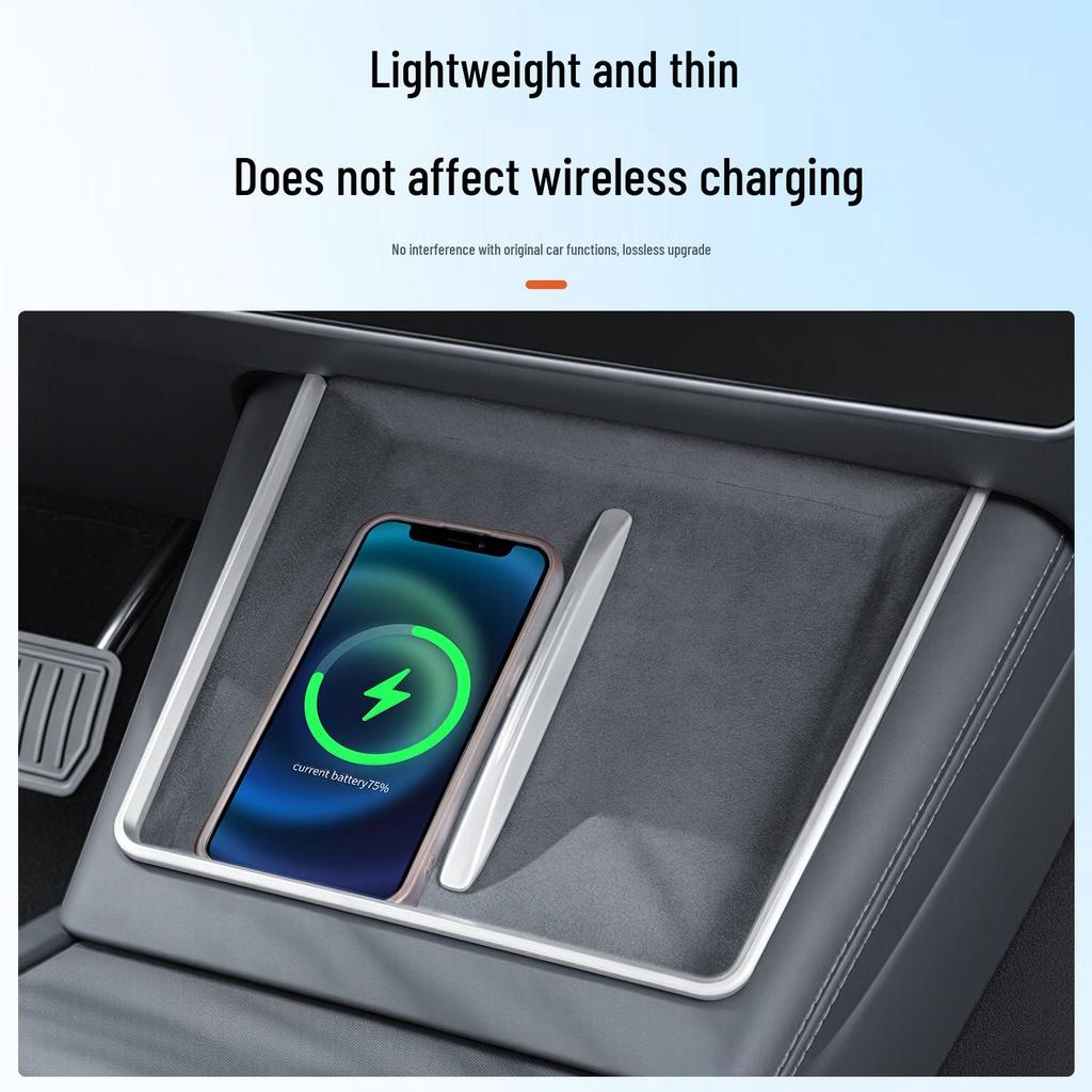 Tesla Model 3/Y Wireless Charger Decorative Strip Frame: Chrome Interior Anti-Scratch Modification