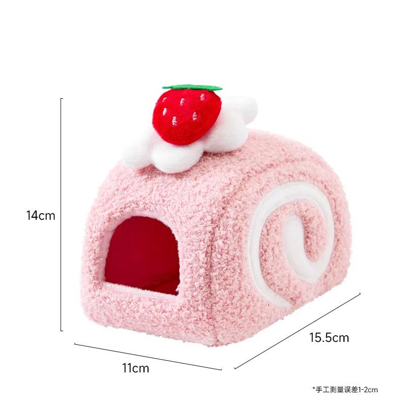Cute Desserts Cake Plush Hamster House Small Animal Cage Landscaping Supplies Mouse House Small Pet Nest Pet Toy Hiding House