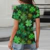 Women's T Shirt Tee Print Button Short Sleeve Daily Weekend Fashion Basic V- Neck Regular Top  St. Patrick's Day