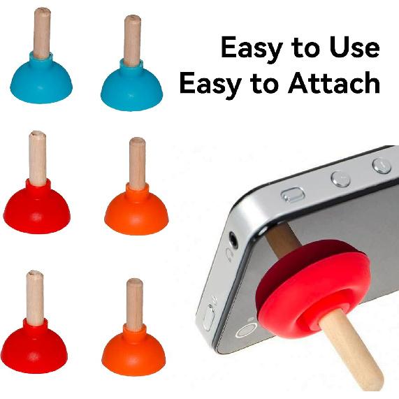 EVKILKJS 6PCS Toilet Plunger Shape Phone Holder Mini Colorful Plunger Holder Sucker Stand for Supporting Cellphone, Moblie Phone