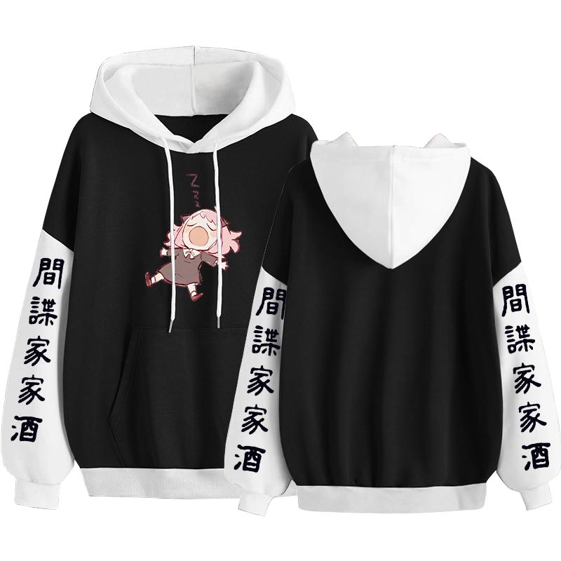 

Толстовки с рисунком аниме «Spy x Family», милые каваи, Anya Forger, уличная одежда с принтом для сна, зимние женские и мужские теплые толстовки S чёрный