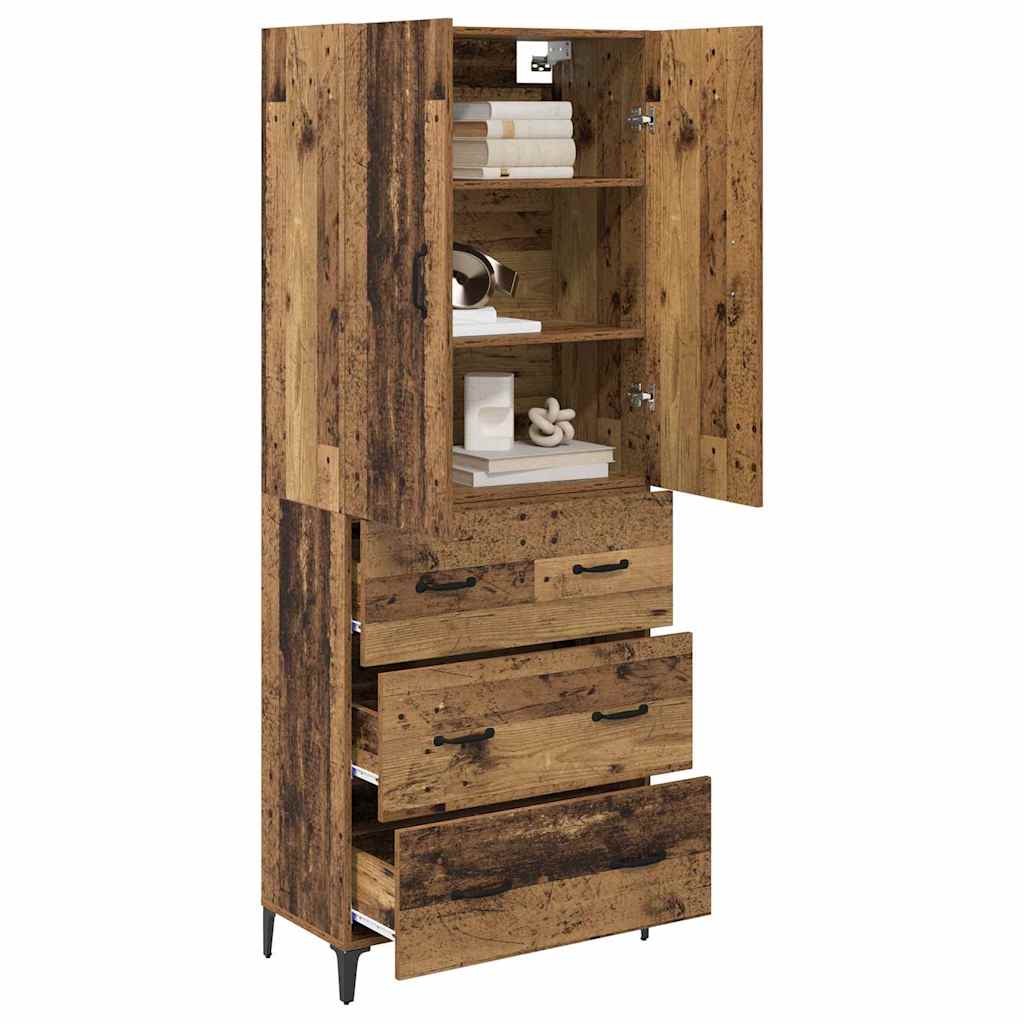 Wall Mounted Highboard Reclaimed Wood Look 69.5 x 34 x 180 cm Particleboard