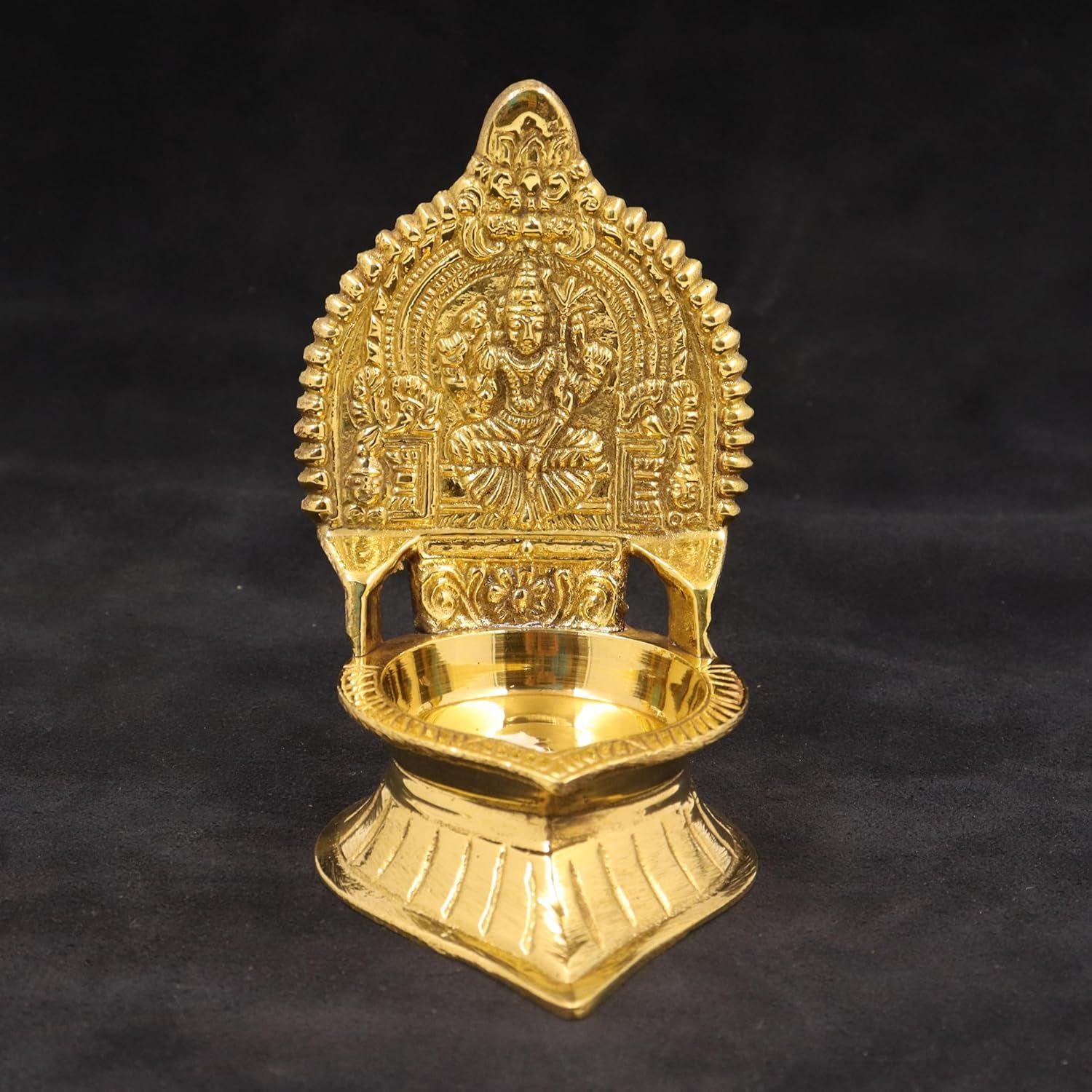 Spillbox Traditional Brass Diya for Puja | Pooja Deepak Deepam Oil Lamp for Home Temple|