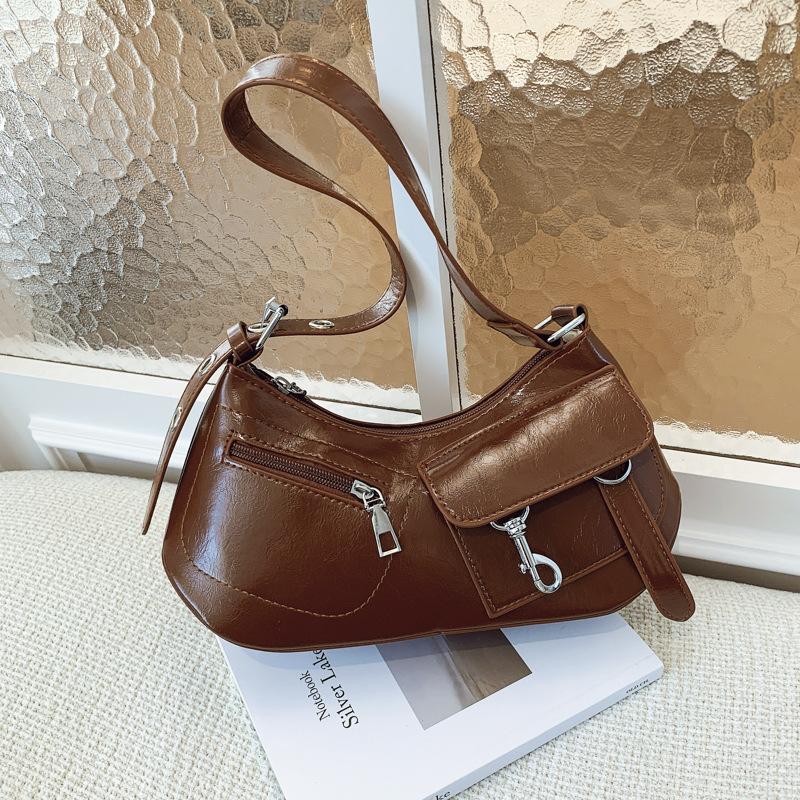 Popular 2025 Summer New Zipper Decorative Women's Underarm Dumpling Bag Trendy Personalized Street Underarm Bag