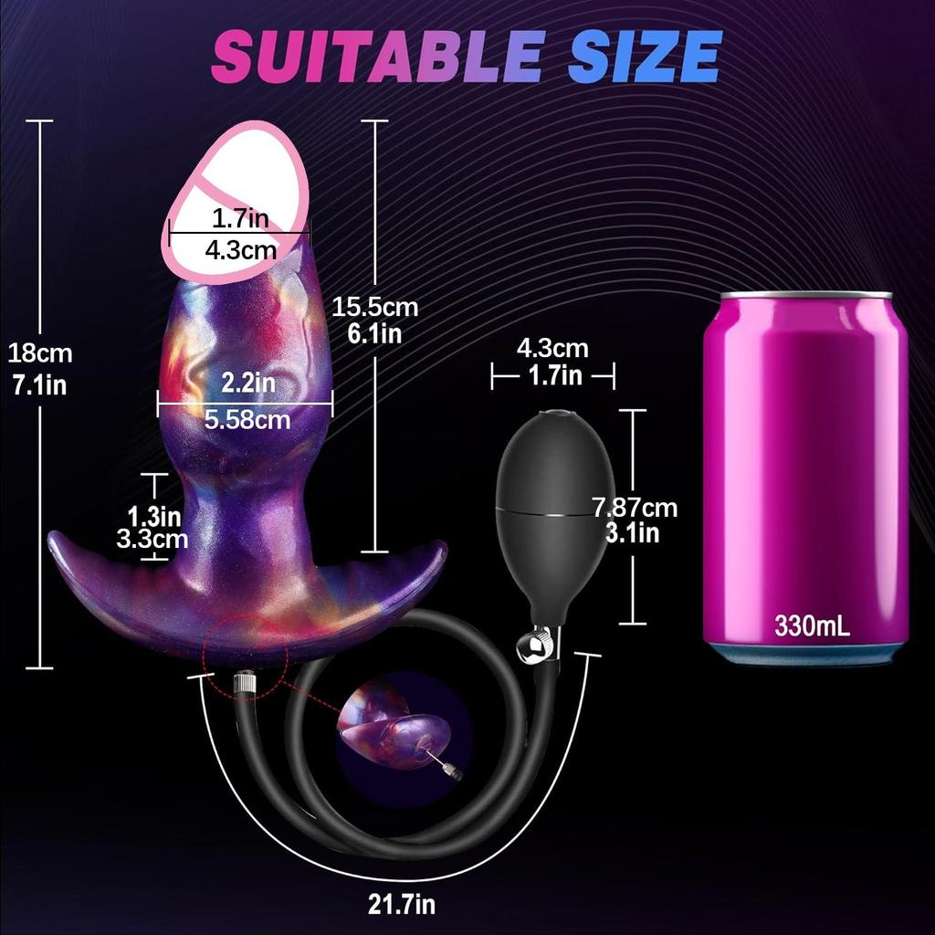 Beliebter tragbarer aufblasbarer Arschplug mit erweiterbarem Silikonpenis für Männer und Frauen