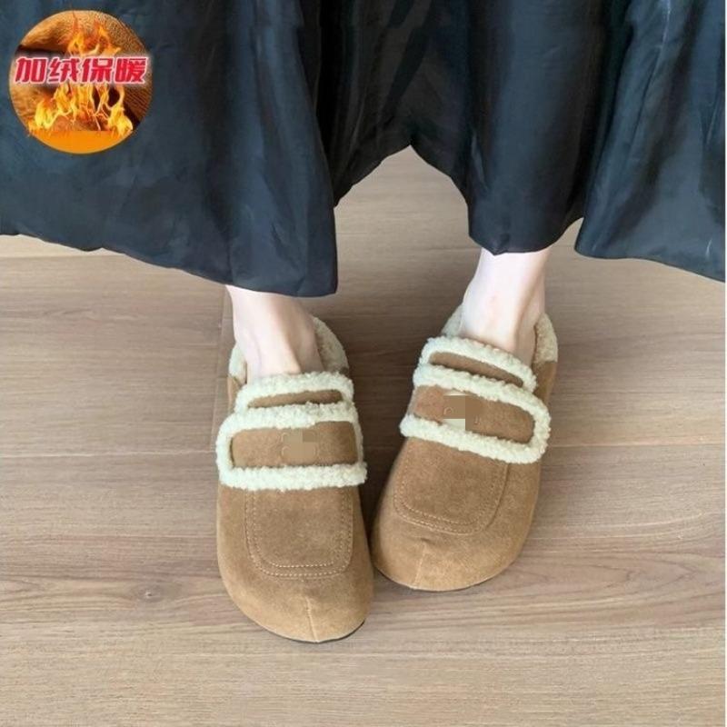 

Lazy thick-soled one-pedal bag head half-drag women s shoes wear autumn and winter plush slippers 40