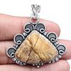 Pendant Picture Jasper Gemstone Gift For Her Silver Jewelry 1.75"