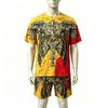 Fashion Summer Casual Retro Angel Wing Printed Round Neck Short Sleeved T-Shirt And Shorts Set Men's and Women's T-shirt Shorts Set