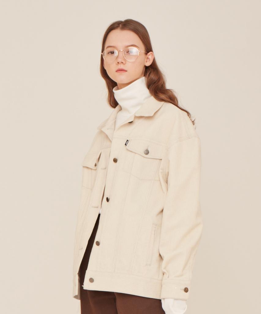 Luckydice Corduroy Trucker Jacket_Ivory (Unisex)