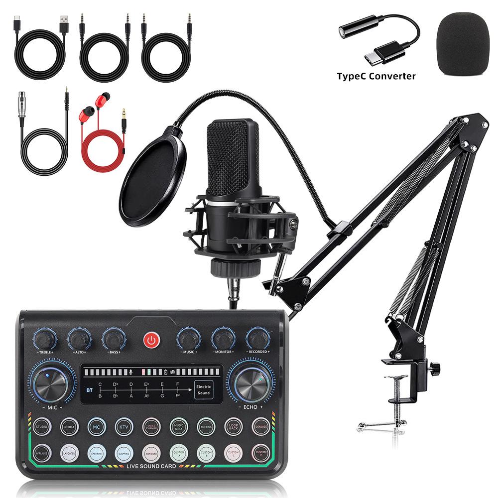 X1 Large Diaphragm Microphone & Sound Card Set with Boom Arm for Streaming
