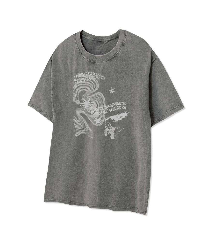 STANDARDERROR 87-Stan333 Y2K Cyber Butterfly Crack Pigment Short Sleeve T-Shirt (4 Colors)