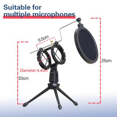 Tripod Microphone Stand Holder With Shock Mount Pop Filter For Desktop Streaming Podcasting Vocal Recording Mic