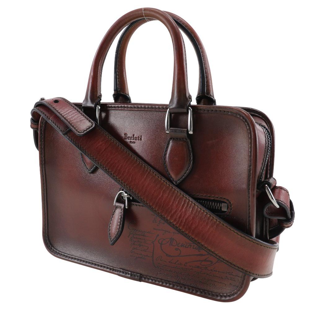Berluti Anjoule Gulliver Handbag 2WAYShoulder Bordeaux Calfskin mens Used