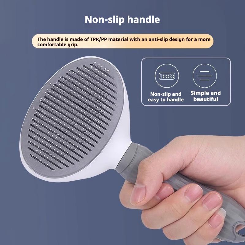 Ergonomic Handle Pet Hair Remover Brush Soft Bristle Pet Massage Comb Loose Fur&Fleas Removing for Cats&Dogs Indoor&Outdoor