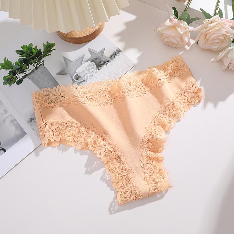 1Pc Sexy Cotton Brazilian Underwear Sexy Lace Panties for Women Female Low Waist Floral Lingerie Briefs Ladies Intimates