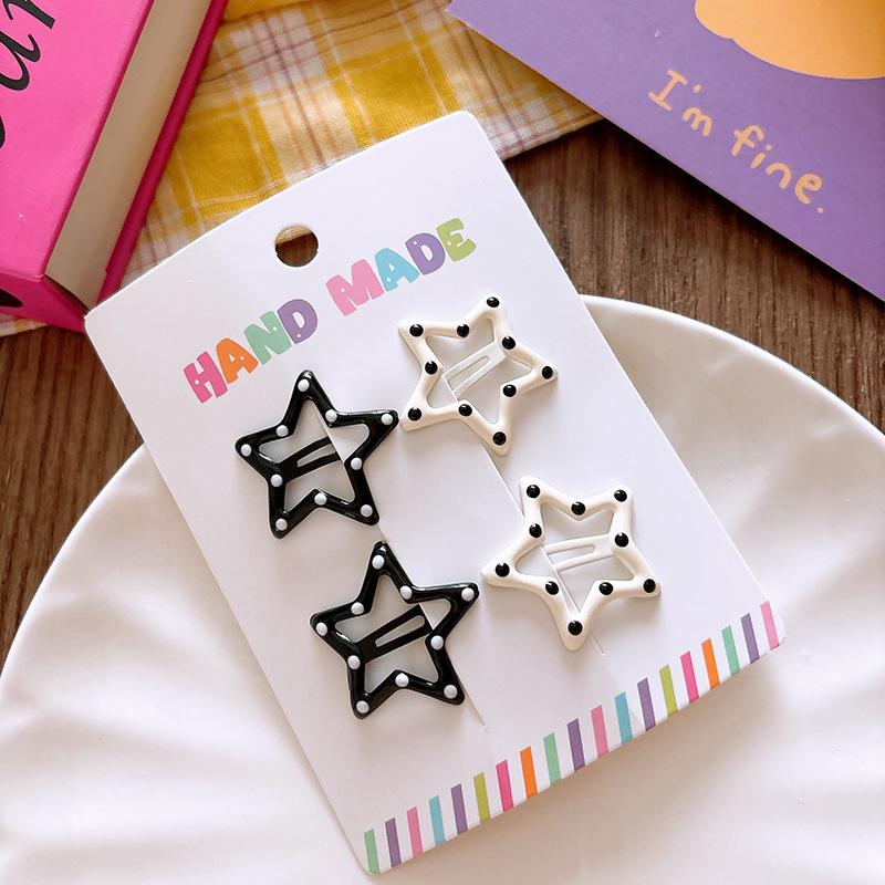 New enamel polka dot star BB clips . Cute geometric design, versatile for bangs. Adorable girlish style, durable enamel finish