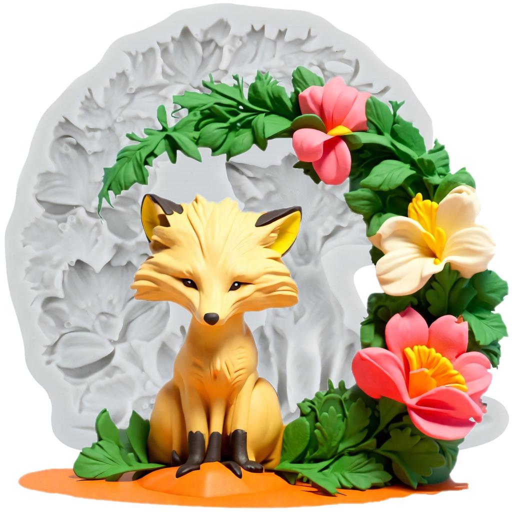 Fox Silicone Molds Animal Fox Fondant Mold Cake Decorating Tools Cupcake Topper Candy Chocolate Gumpaste Mold