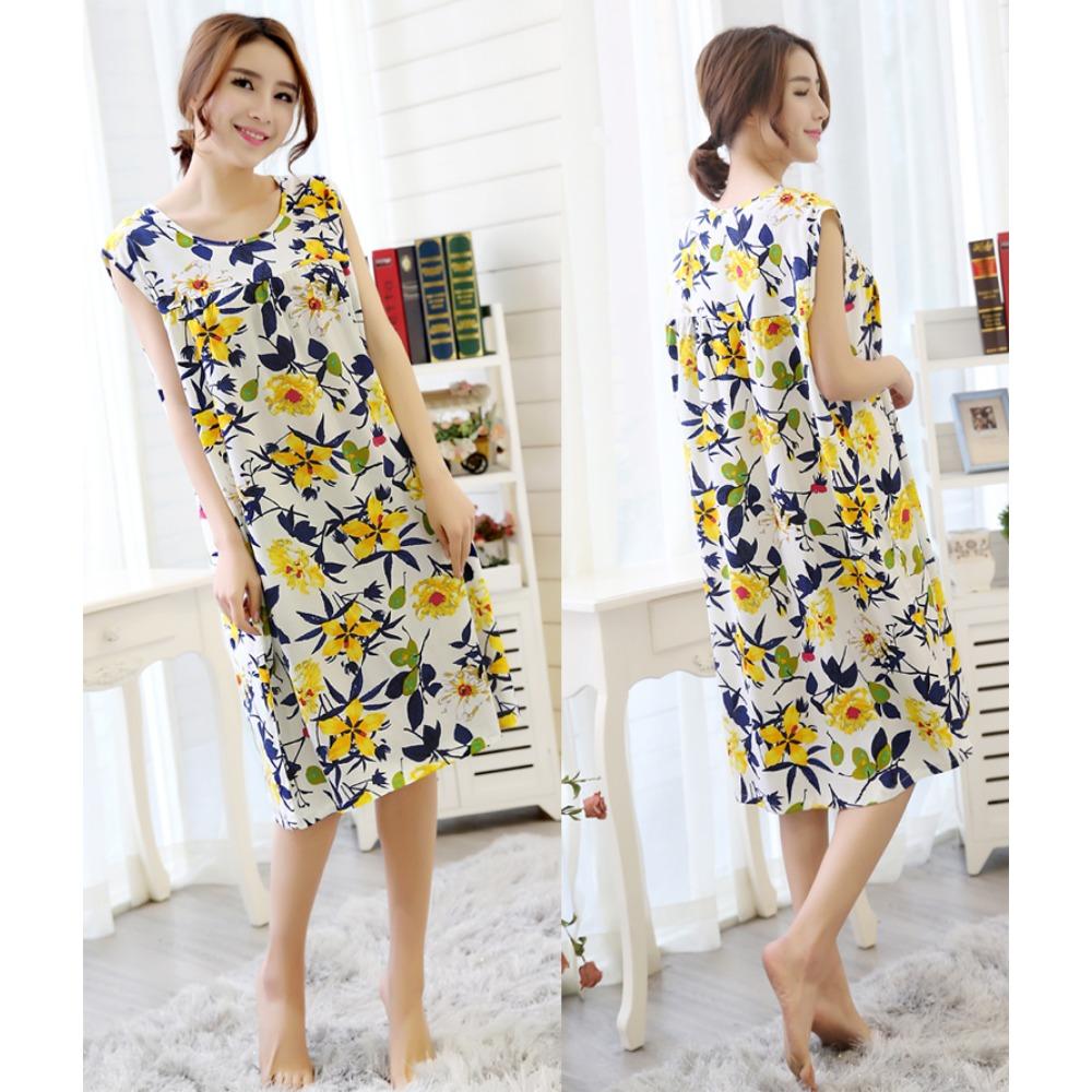 

Hot Sale Big Yards Sleep Lounge Women Sleepwear Nightgowns Sexy Indoor Clothing Home Dress Floral Nightdress S