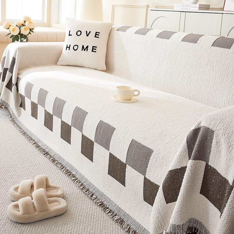 Plush Yarn Sofa Towel Thickened Full Covered Oversized Sofa Cover Cloth Anti-Scratching Non-Stick Wool One Piece Sofa Cover Blanket