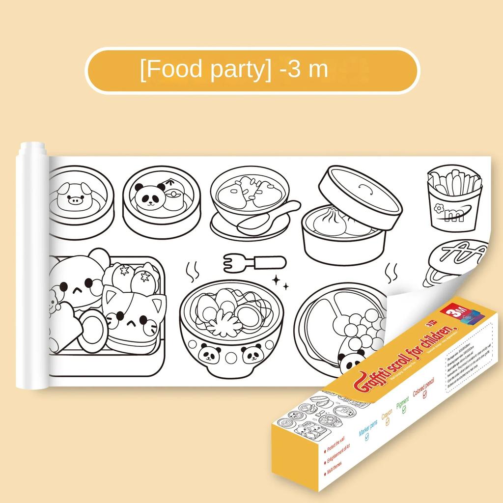 Kids Coloring Paper Roll Sticky Diy Wall Floor Painting Color Filling Graffiti Educational Art Toys For Kids Birthday Gifts