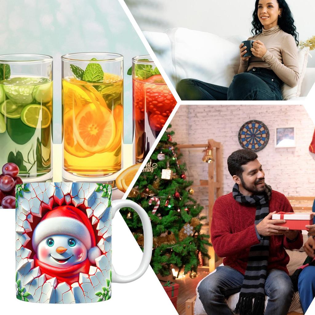 Christmas Mug Ceramic Holiday Mugs 3D Snowman Design Drinkware With Handle For Tea Chocolate Beverage Women Girls Holiday Tea
