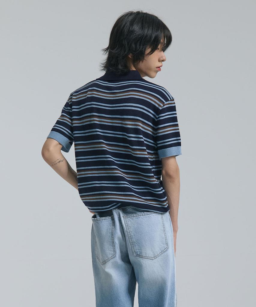 TEN PAST SEVEN Multi-Stripe Short Sleeve Knit (2 Colors)
