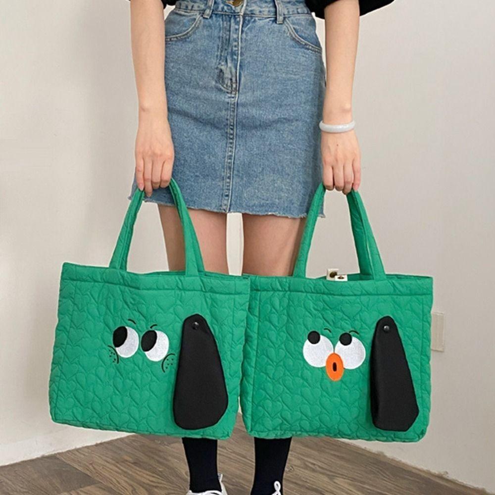 

Cute Big Eyes Cartoon Canvas Bag Solid Color Tote Bag Fashion Shoulder Bag Students