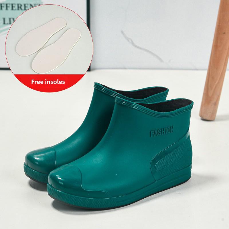 Women's Short Rain Boots - Non-Slip, Waterproof, Fashionable Low-Top Shoes for Outdoor Wear - Comfortable and Trendy.