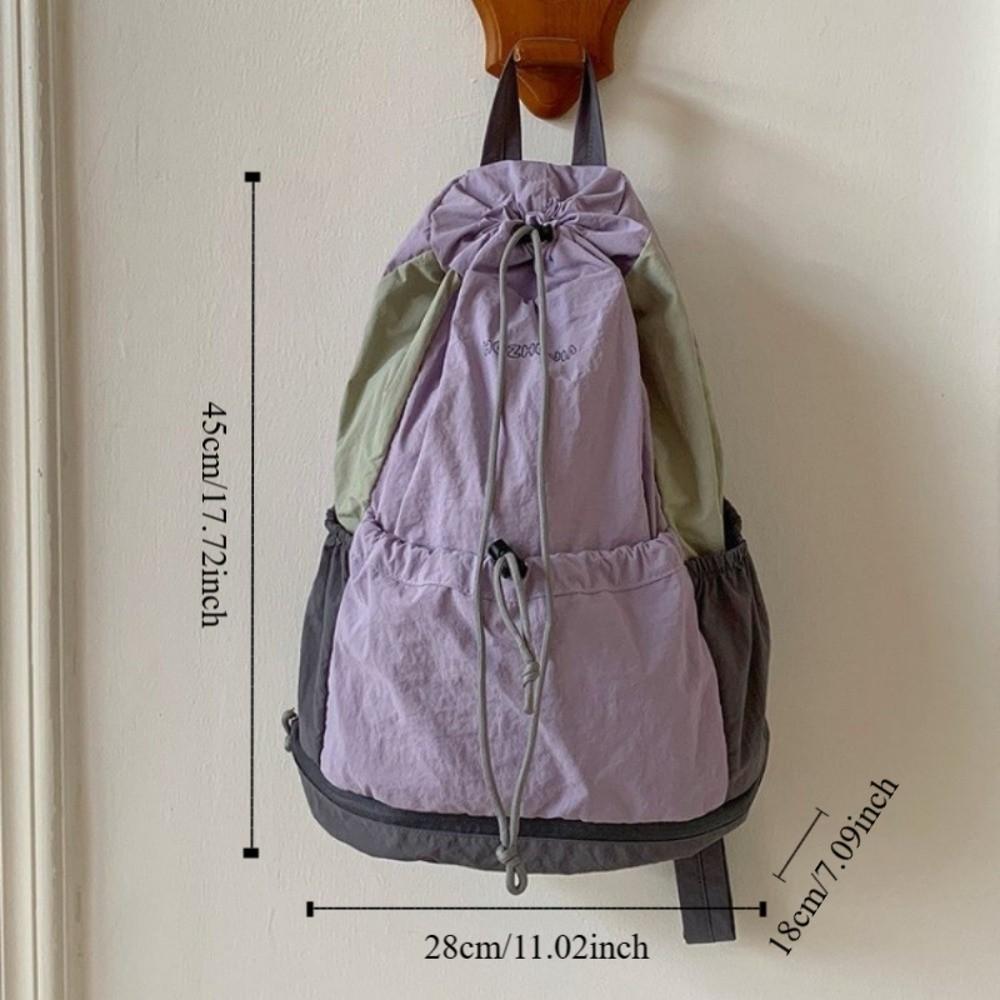 Simple Nylon Shoulder Bags Leisure Student Schoolbag Casual Drawstring Backpack  Unisex