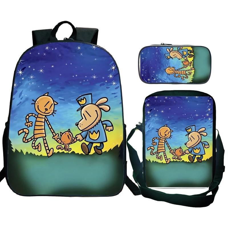 3 Stück Dog Man Rucksack Herren Jugendliche Port Reiserucksack Studenten Schule Umhängetasche Dogman Trend Laptop Rucksack