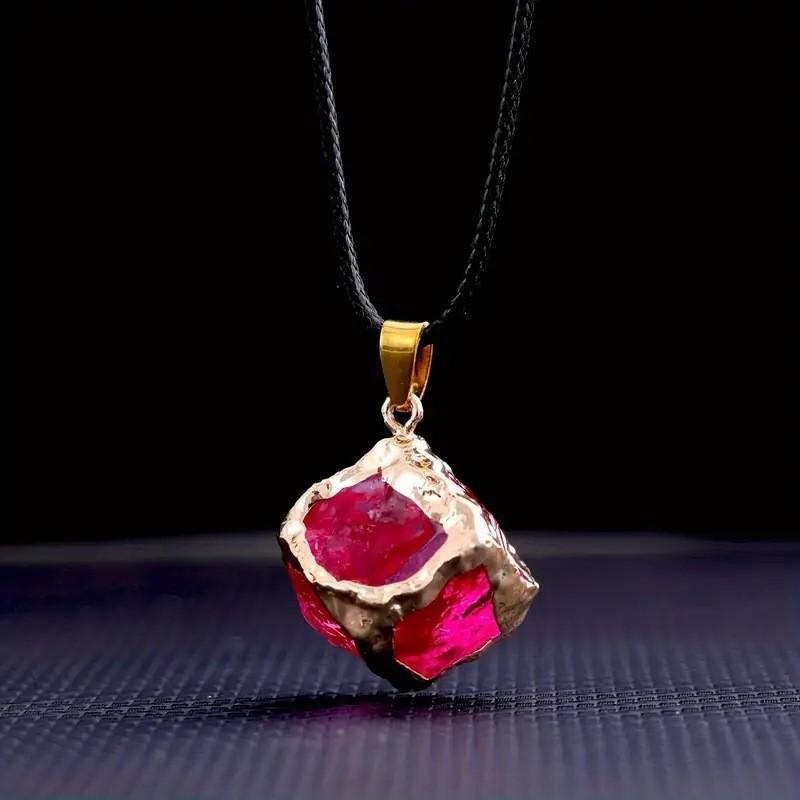 Natural Crystal Glass Pendant With Gold Edges For Jewelry Making And Personal Accessories