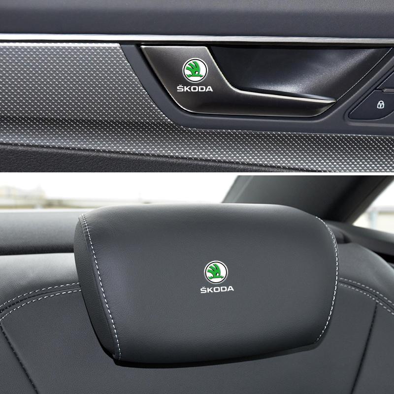 TTJJ2 1/2/5/10pcs Car Badges Auto Interior Decor Logo Stickers for Skoda Fabia Kodiaq Citigo Octavia Superb Karoq VRS Yeti Rapid Scala