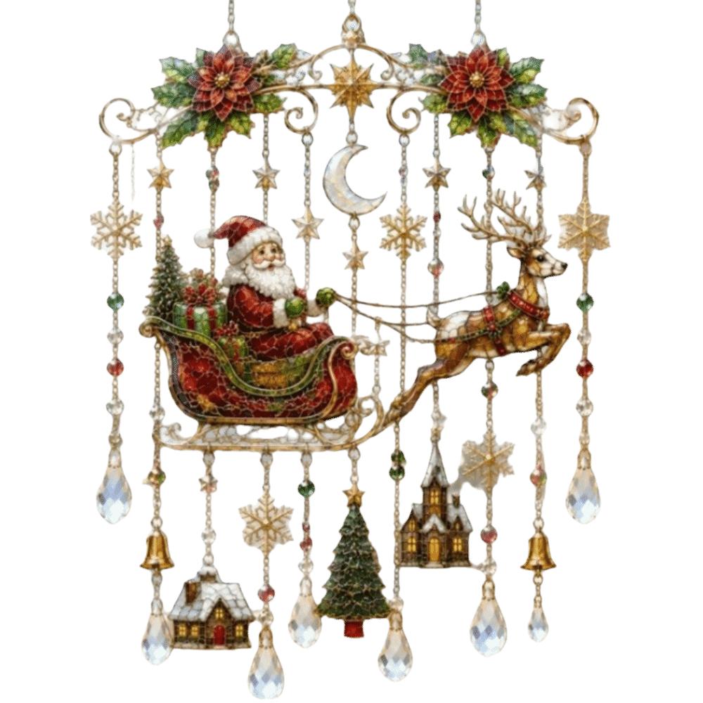 Clopoțel de vânt de Crăciun din acril Ren Om de zăpadă Pasăre Ornamente de agățat de Crăciun Moș Crăciun Decorațiune pentru casă Pandantiv din cristal pictat