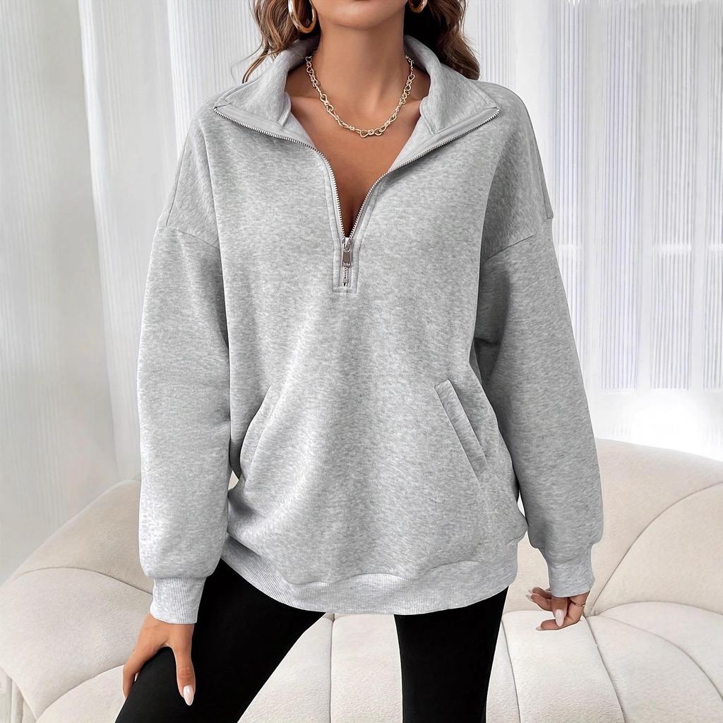 2025 Euro-American Cross-border Half-zip Long-sleeve Loose One-piece Hoodie for Autumn/Winter