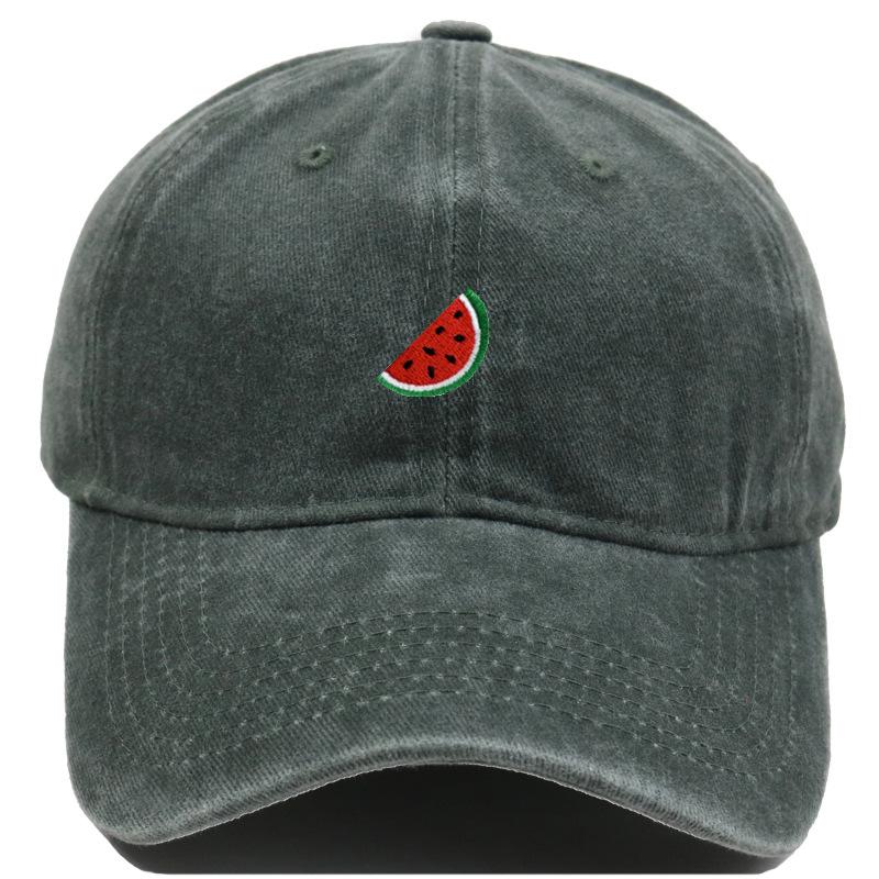 Printed Watermelon Baseball Cap Men's Washed Soft Top Retro Dad Hats Women's Casual Versatile Fashion Trend Duck Tongue Caps