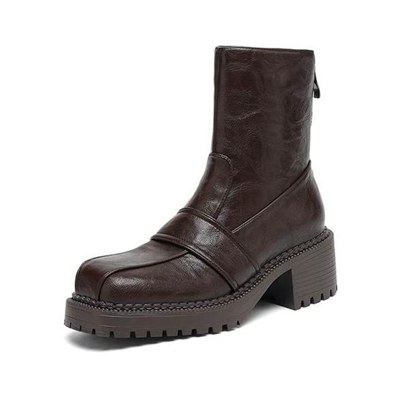 Krazing Pot Microfiber Winter Round Toe Modern Platform Size 33 Boots Size 43 Thick Bottom Zipper Women Ankle Boots