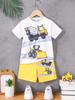 Cartoon Car Graphic Children's Sets Short Sleeve T-Shirt Fashion Suit for Girls Tops Round Neck Toddler Boy Clothing Child Sets